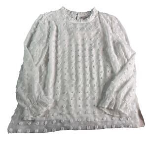 ADIBOSY White Swiss Dot Blouse XXL Plus Size Sheer Sleeve Lined Bridal Boho